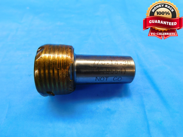 7/8 14 3B STI HELICOIL THREAD PLUG GAGE .875 .8750 NO GO ONLY P.D. = .9257 CHECK - DW20345LVR