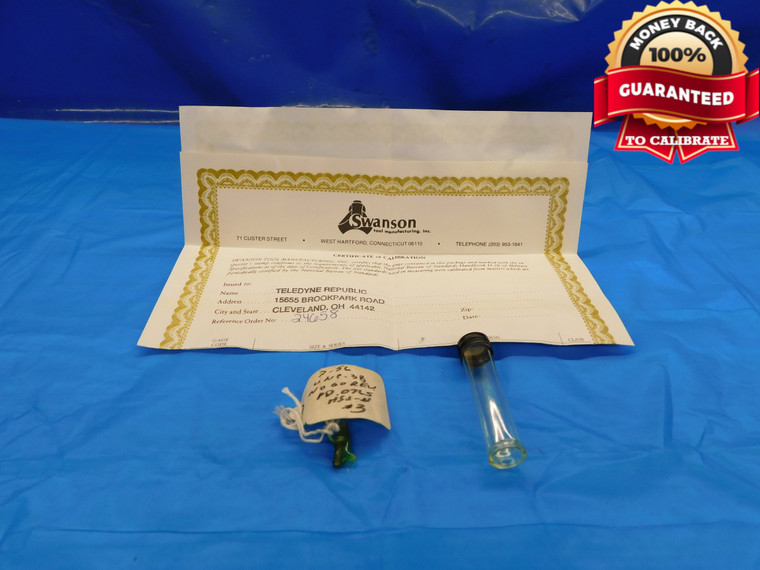 CERTIFIED 2 56 UNF 3B REVERSIBLE THREAD PLUG GAGE #2 .086 NO GO ONLY PD = .0765 - DW20460LVR