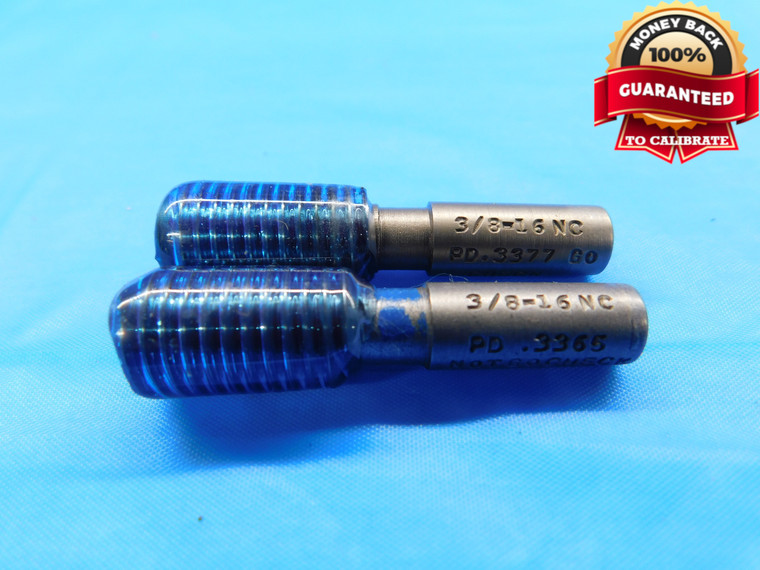 3/8 16 NC SPECIAL SET THREAD PLUG GAGE .375 GO NO GO PD'S = .3377 & .3365 CHECK - DW20536LVR
