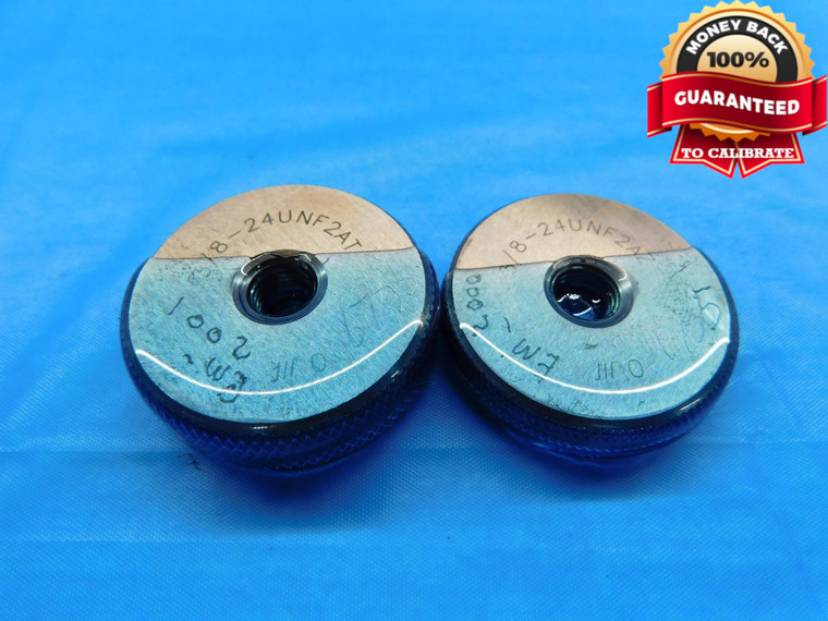 3/8 24 UNF 2A SOLID THREAD RING GAGES .375 .3750 GO NO GO P.D.'S = .3468 & .3430 - DW20528LVR