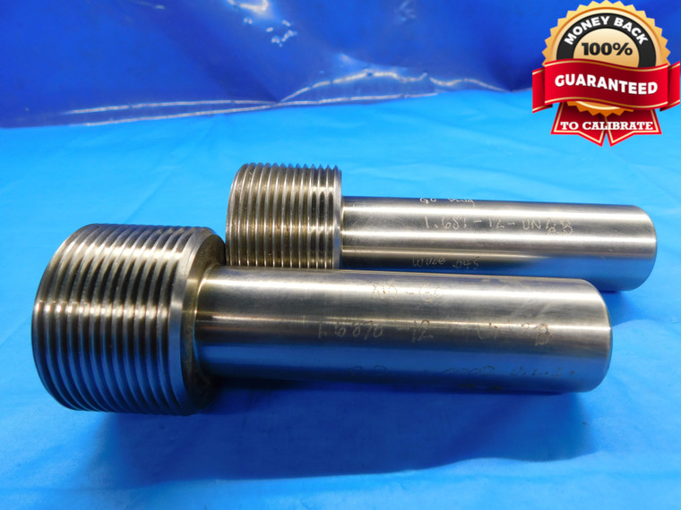 SHOP MADE 1.687 12 UN 2B THREAD PLUG GAGE1 11/16 GO NO GO PD'S = 1.6963 & 1.7028 - DW20586CQ2