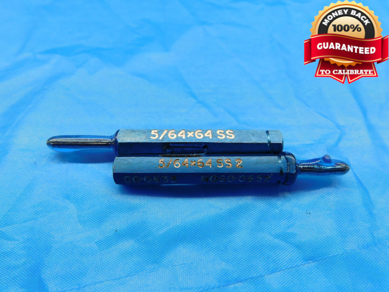 5/64 64 SS 2 THREAD PLUG GAGE .0781 GO NO GO P.D.'S = .0635 & .0652 CHECK - DW20651LVR