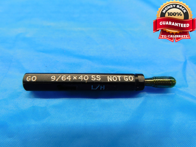 9/64 40 SS LEFT HAND THREAD PLUG GAGE .1406 NO GO ONLY P.D. = .1291 L.H. CHECK - DW20762LVR
