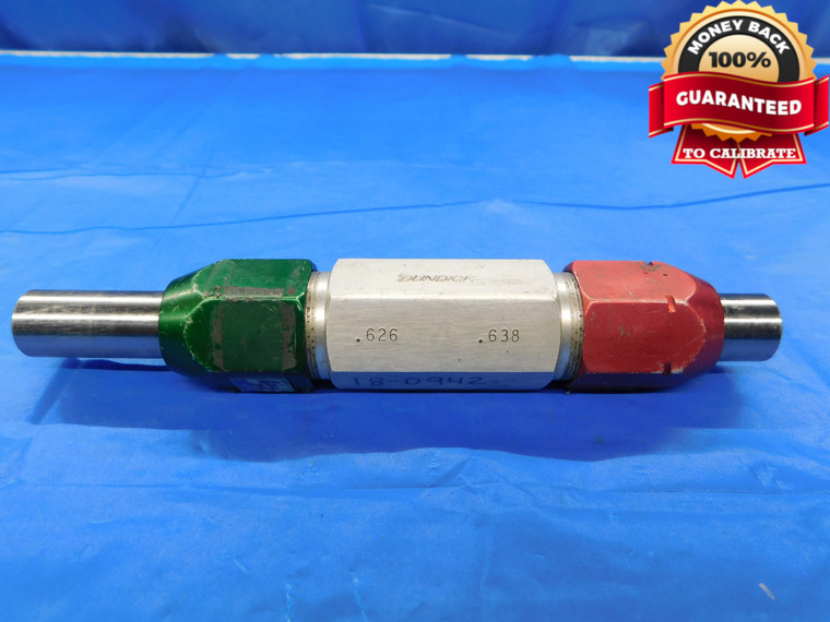 .6260 & .6380 PIN PLUG GAGE GO NO GO .6250 +.0010 OVERSIZE 5/8 16 mm .626 .638 - CM0033BB2