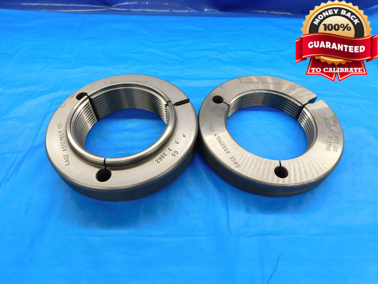 3" 8 NPSM 2A PIPE THREAD RING GAGE 3.0 3.00 GO NO GO P.D.'S = 3.3862 & 3.3786 - DW19555LVR