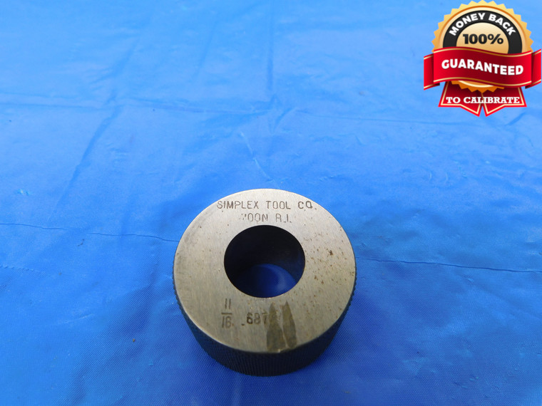 .6872 MASTER PLAIN BORE RING GAGE .6875 -.0003 UNDERSIZE 11/16 17.455 mm - CM0201AA3