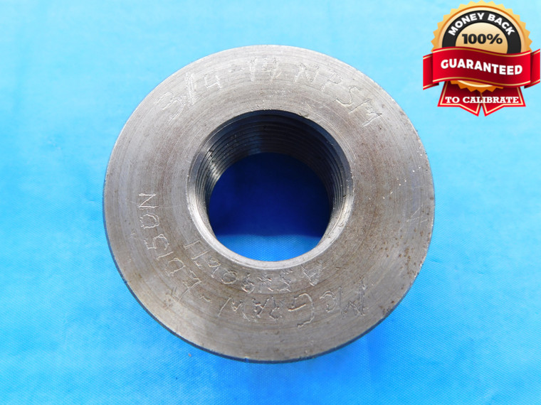 SHOP MADE 3/4 14 NPSM SOLID PIPE THREAD RING GAGE STRAIGHT .75 .750 INSPECTION - DW21433AA3