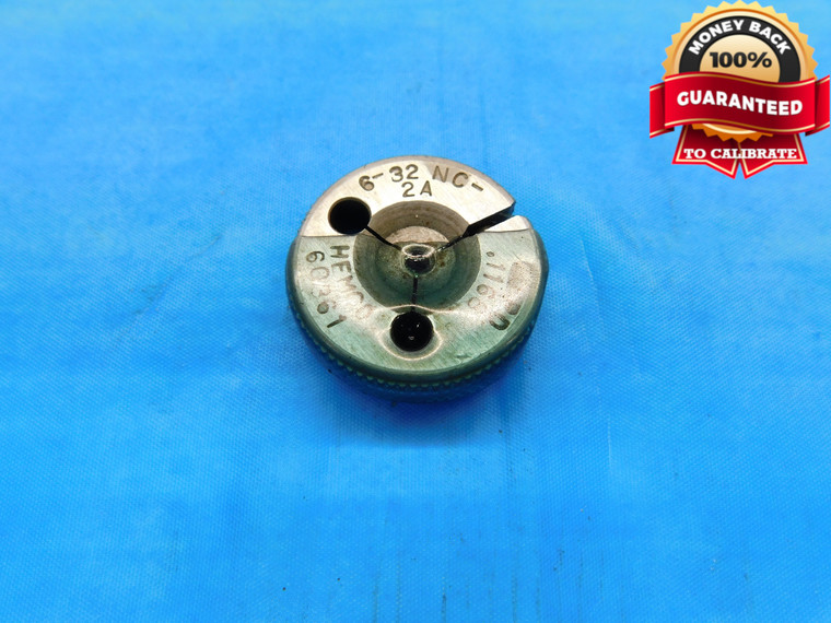 6 32 NC 2A THREAD RING GAGE #6 .138 .1380 GO ONLY P.D. = .1168 INSPECTION CHECK - DW21505LVR