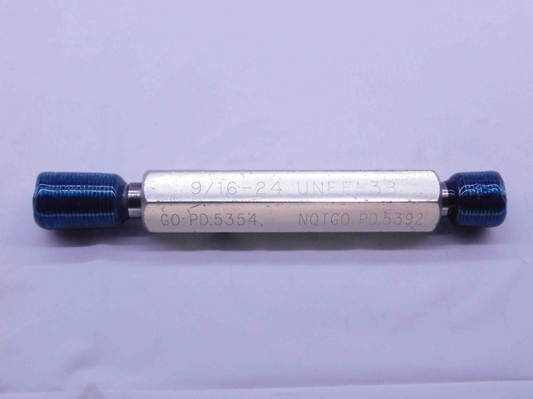 9/16 24 UNEF 3B THREAD PLUG GAGE .5625 GO NO GO P.D.'S = .5354 & .5392 CHECK - DW21521RD