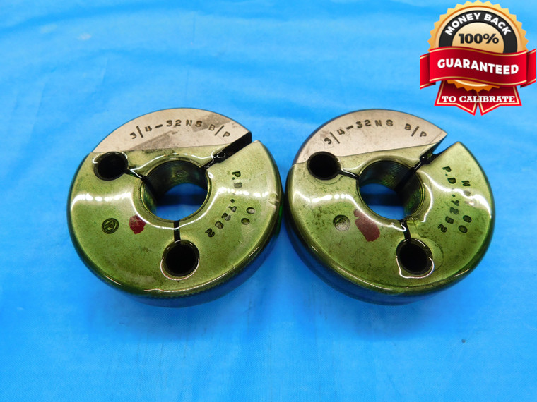 3/4 32 NS BEFORE PLATE THREAD RING GAGES .75 GO NO GO P.D.'S = .7282 & .7252 - DW21545RD