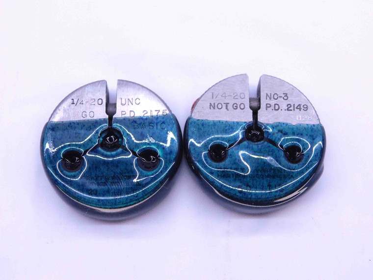 1/4 20 NC 3 THREAD RING GAGES .25 .250 GO NO GO P.D.'S = .2175 & .2149 UNC-3 - DW21721RD