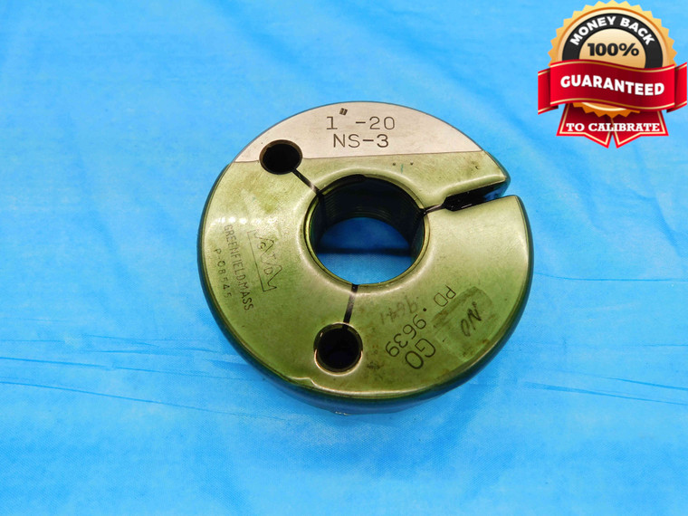 1" 20 NS 3 THREAD RING GAGE 1.0 1.00 1.000 1.0000 NO GO ONLY P.D. = .9639 CHECK - DW21746RD