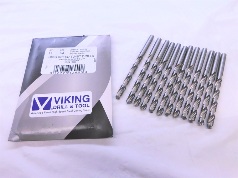 12PCS VIKING 1/4 O.D. HSS JOBBER LENGTH TWIST DRILL BIT 16900 .25 LETTER E - VDT-MS6659