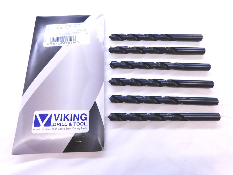 6PCS VIKING 25/64 O.D. BLACK OXIDE HSS JOBBER LENGTH TWIST DRILL BIT 06050 .3906 - VDT-MS6693