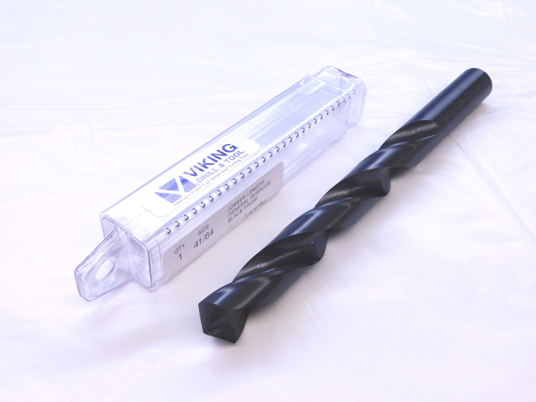 VIKING 41/64 O.D. BLACK OXIDE HSS JOBBER LENGTH TWIST DRILL BIT 01400 .6406 - VDT-MS6700
