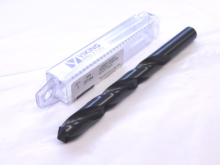 VIKING 37/64 O.D. BLACK OXIDE HSS JOBBER LENGTH TWIST DRILL BIT 01360 .5781 - VDT-MS6718