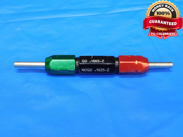 .1865 & .1925 CLASS Z PIN PLUG GAGE GO NO GO .1875 -.0010 UNDERSIZE 3/16 5 mm - BS0073RD