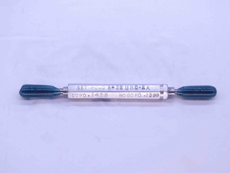 8 32 UNC 2A SET THREAD PLUG GAGE #8 .164 .1640 GO NO GO P.D.'S = .1428 & .1399 - DW22189LVR