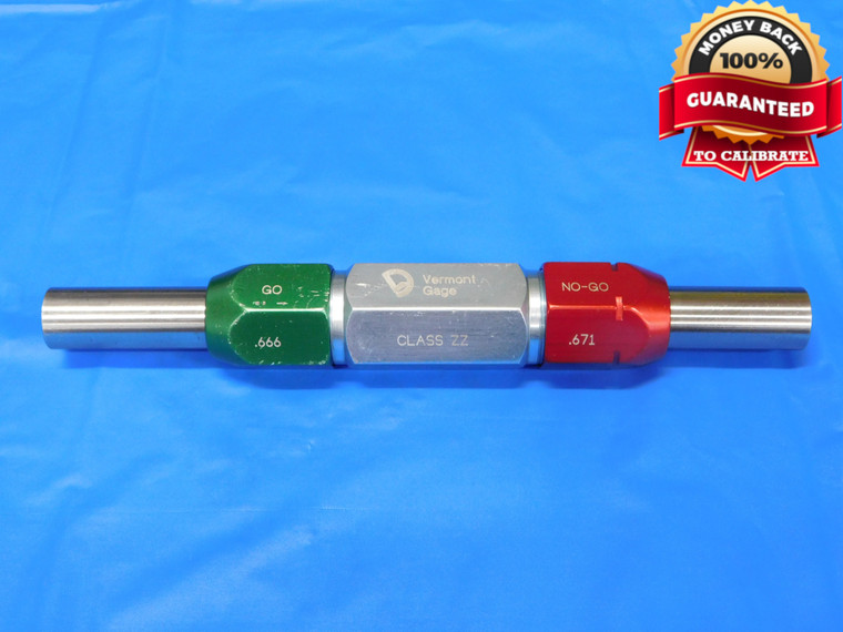 .6660 & .6710 CL ZZ PIN PLUG GAGE GO NO GO .6719 -.0009 43/64 17 mm .666 .671 - BS0095RD