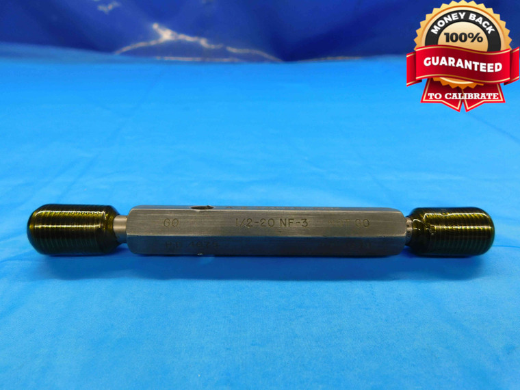 1/2 20 NF 3 SET THREAD PLUG GAGE .5 .50 .500 GO NO GO P.D.'S = .4675 & .4649 - DW22596RD