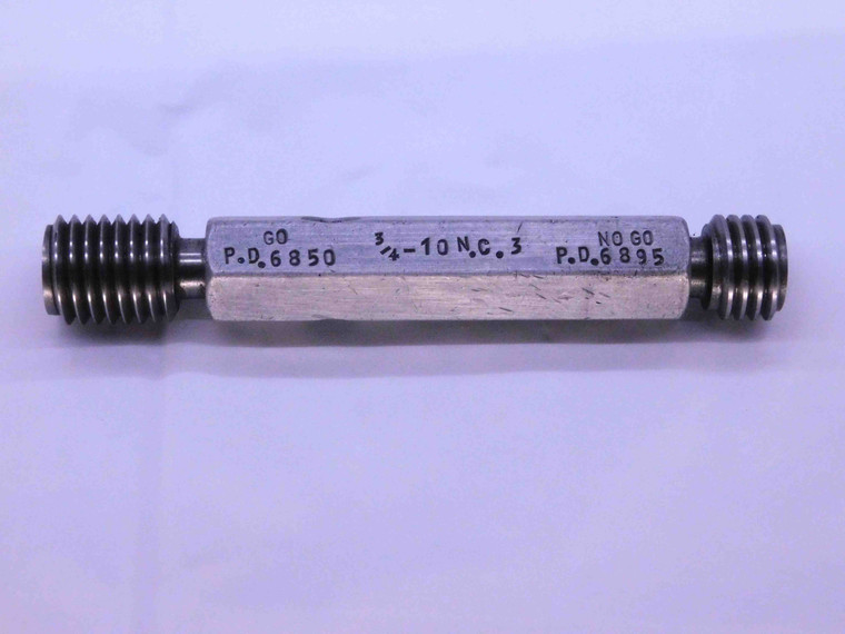 3/4 10 NC 3 THREAD PLUG GAGE .75 .750 GO NO GO P.D.'S = .6850 & .6895 UNC-3 - DW22705RD