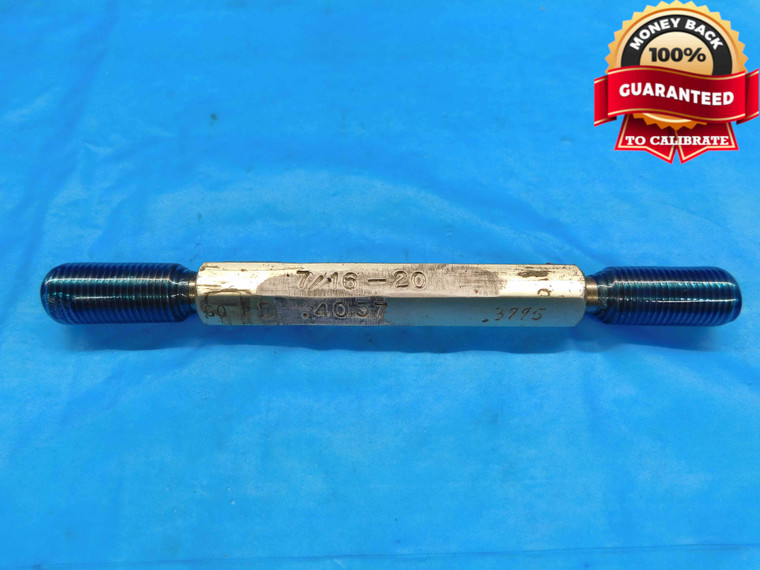 BUDGET 7/16 20 SET THREAD PLUG GAGE .4375 GO NO GO PDS= .4037 & .3995 INSPECTION - DW22736RD