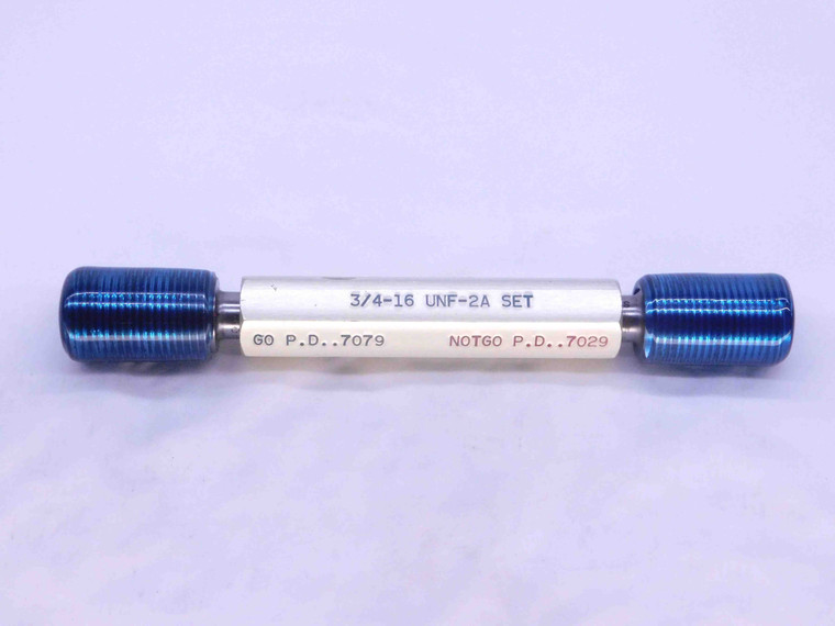 3/4 16 UNF 2A SET THREAD PLUG GAGE .75 .750 GO NO GO P.D.'S = .7079 & .7029 - DW23023LVR