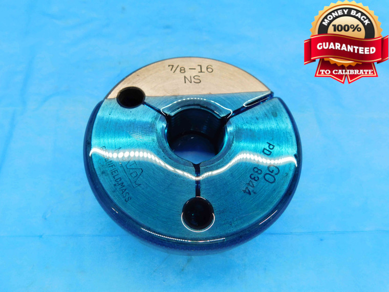 7/8 16 NS THREAD RING GAGE .875 .8750 GO ONLY P.D. = .8344 INSPECTION UN-3A - DW22862RD