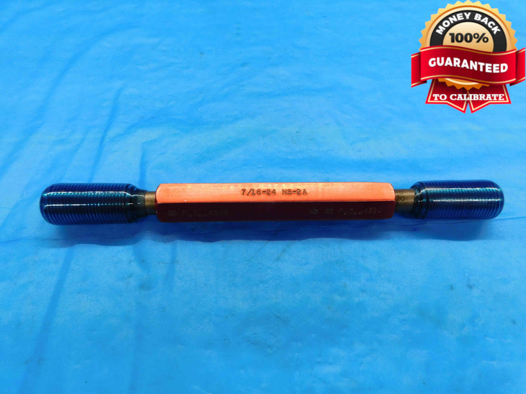 7/16 24 NS 2A SPECIAL SET THREAD PLUG GAGE .4375 GO NO GO P.D.'S = .4380 & .4310 - DW22880RD