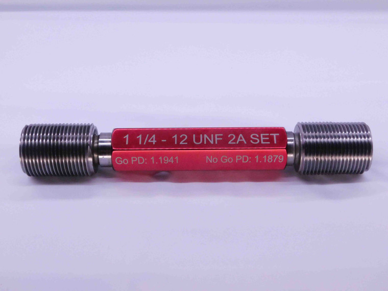 1 1/4 12 UNF 2A SET THREAD PLUG GAGE 1.25 GO NO GO P.D.'S = 1.1941 & 1.1879 - DW23425AM3