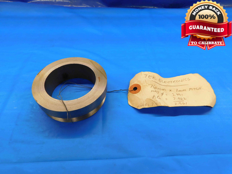 SHOP MADE M76 X 1 THREAD PLUG GAGE 76 1.0 GO ONLY P.D. = 2.962 METRIC CHECK - DW23446AN3