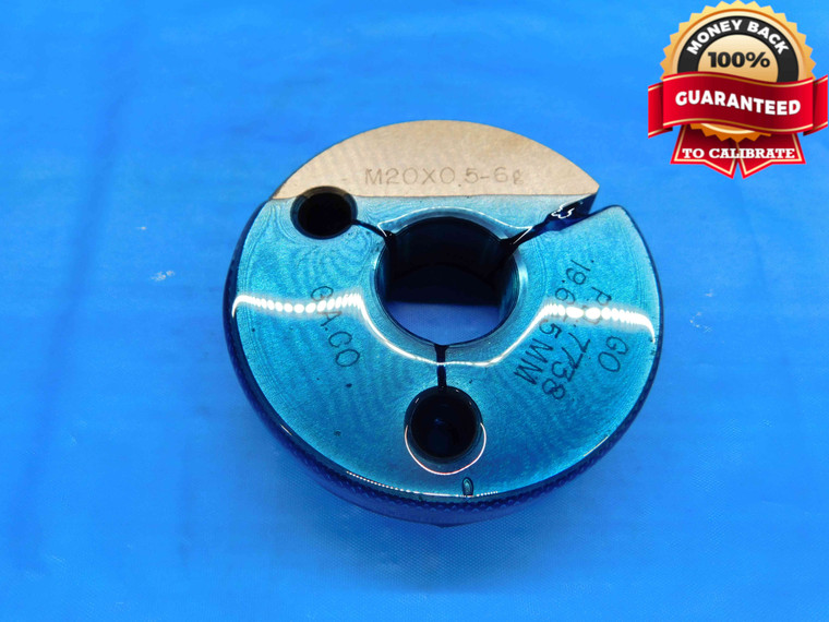 M20 X .5 6g METRIC THREAD RING GAGE 20 0.5 GO ONLY P.D. = 19.655 INSPECTION - DW23442AN3