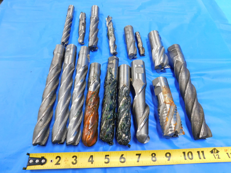 LOT OF HSS END MILLS 1" 3/4" 1-1/4" SHANK DIA FINISHING ROUGHING BRIDGEPORT MILL - MH3761BP2