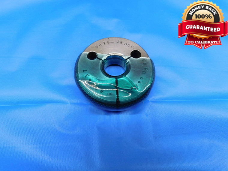 11/16 28 USF THREAD RING GAGE .6875 GO ONLY PD= .6643 11/16"-28 INSPECTION CHECK - DW23577LVR