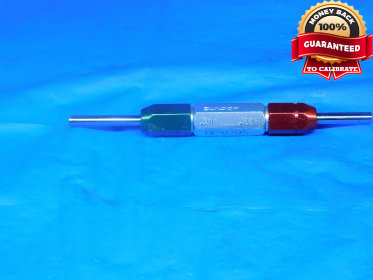 .2060 & .2260 PIN PLUG GAGE GO NO GO .2031 +.0029 13/64 5.232 mm .206 .226 - DE0241RD