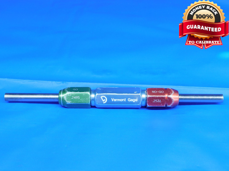 .2495 & .2531 CL X PIN PLUG GAGE GO NO GO .2500 -.0005 UNDERSIZE 1/4 6.337 mm - WA0014RD