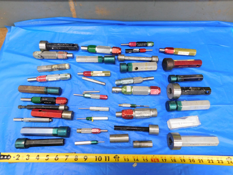 LOT OF PLAIN PLUG GAGES PIN MEMBERS HANDLES GO NO GO REVERSIBLE & TAPERLOCK - JH2833LVR