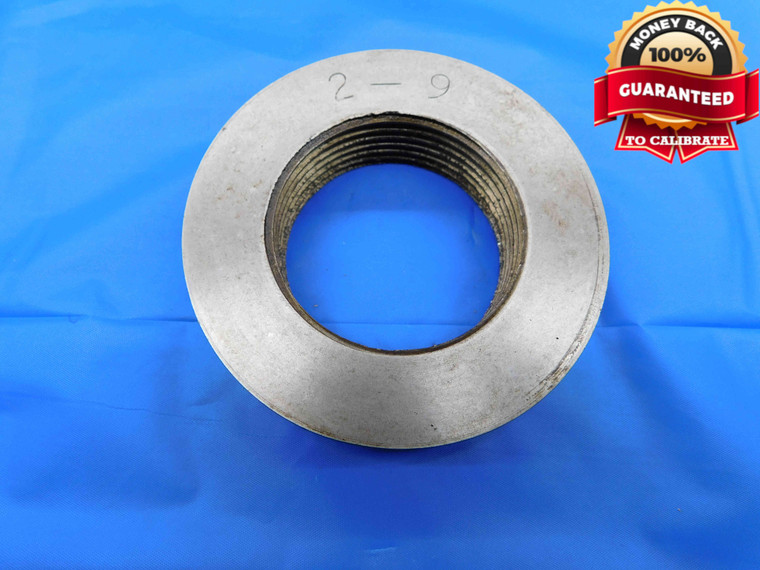 SHOP MADE 2" 9 SOLID THREAD RING GAGE 2.0 2.00 2.000 2"-9 INSPECTION CHECK - DW23725LVR