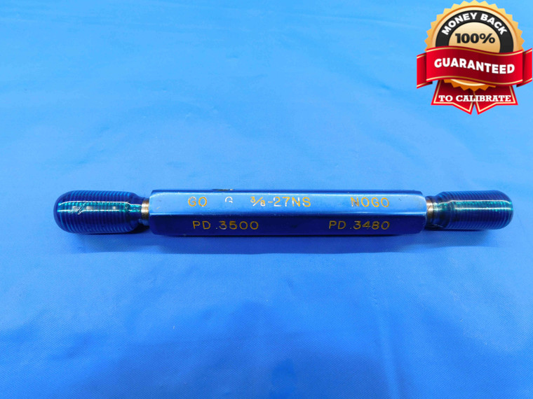 3/8 27 NS SET THREAD PLUG GAGE .375 .3750 GO NO GO P.D.'S = .3500 & .3480 CHECK - DW23869RD