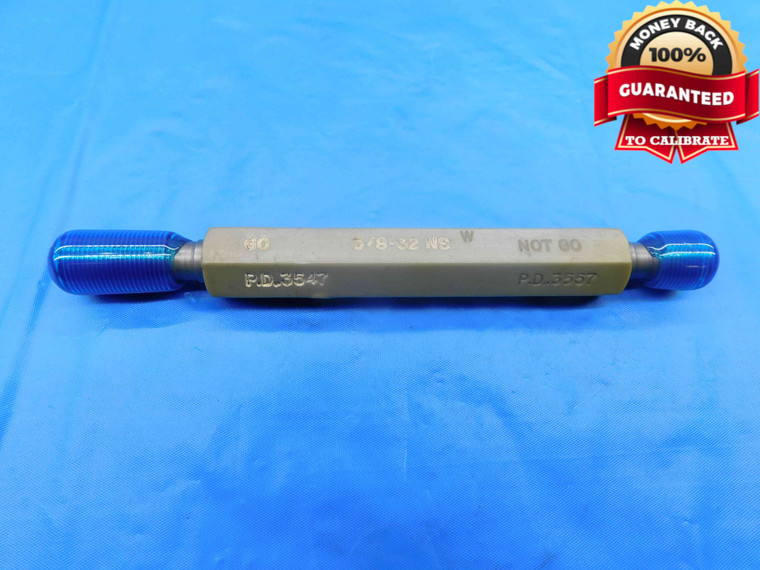 3/8 32 NS THREAD PLUG GAGE .375 .3750 GO NO GO P.D.'S = .3547 & .3557 CHECK - DW24098RD