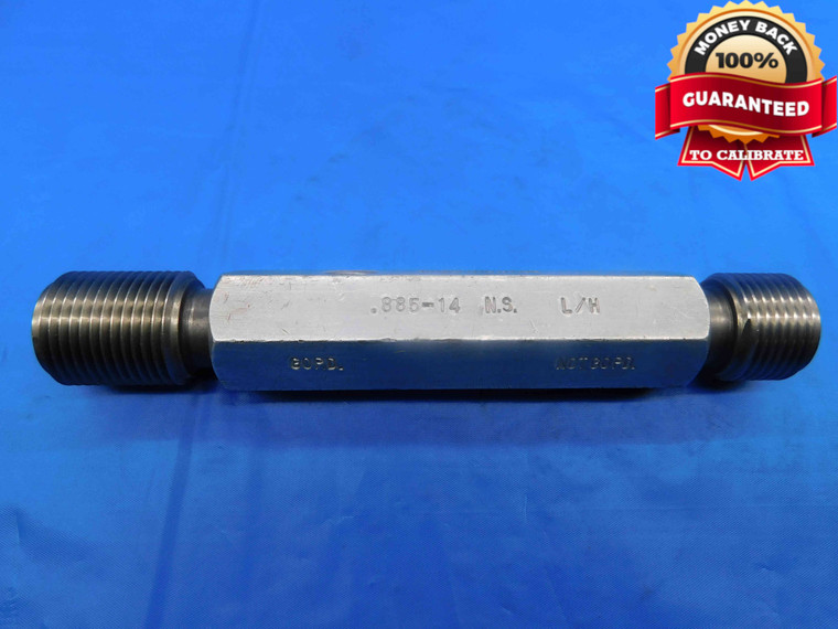 .885 14 NS LEFT HAND THREAD PLUG GAGE .8850 GO NO GO P.D.'S = .8386 & .8422 L.H. - DW24104RD
