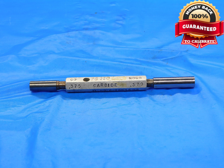 .3750 & .3790 CARBIDE PIN PLUG GAGE GO NO GO ONSIZE 3/8 9.627 mm .375 .379 - DE1614AG3