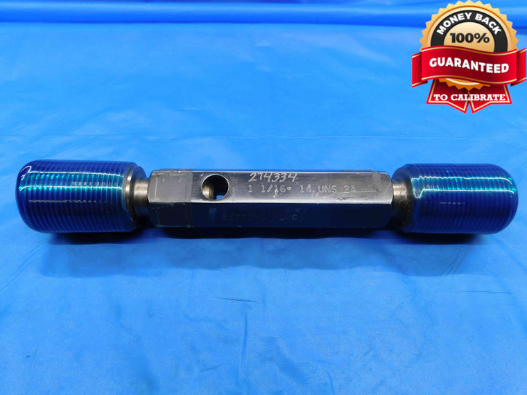 1 1/16 14 UNS 2A SET THREAD PLUG GAGE 1.0625 GO NO GO P.D.'S = 1.0135 & 1.0082 - DW24134RD