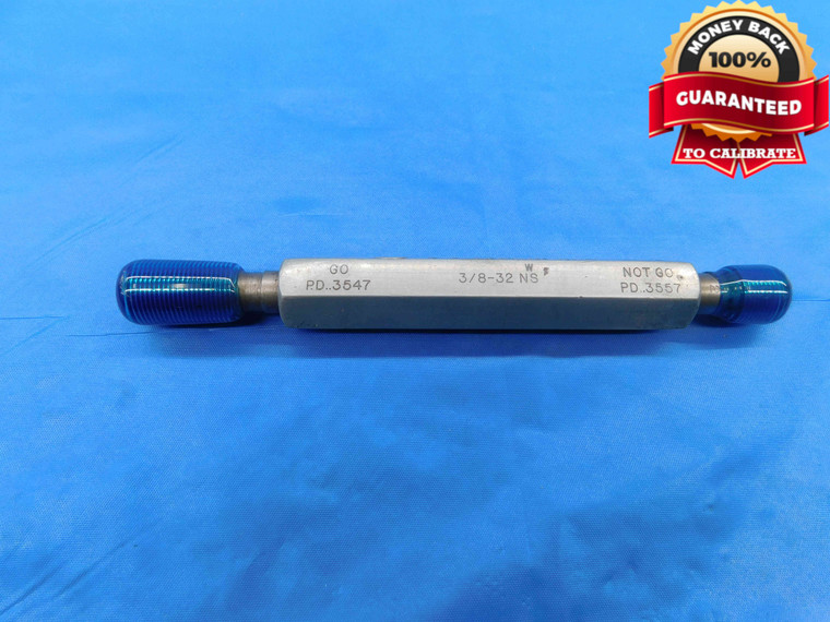 3/8 32 NS W THREAD PLUG GAGE .375 .3750 GO NO GO P.D.'S = .3547 & .3557 CHECK - DW24168RD
