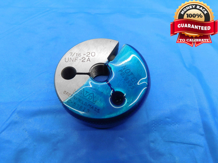 7/16 20 UNF 2A THREAD RING GAGE .4375 NO GO ONLY P.D. = .3995 INSPECTION CHECK - DW24184RD