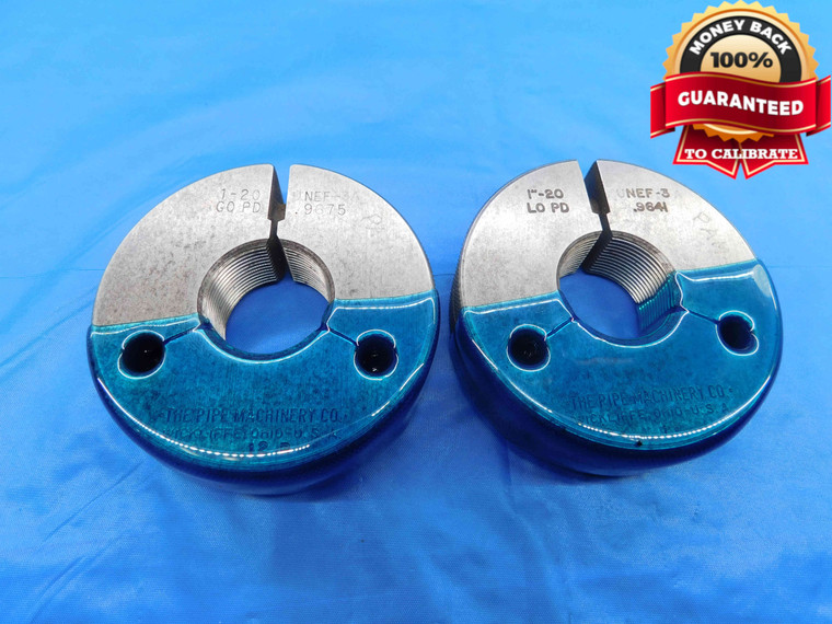 1" 20 NEF 3 THREAD RING GAGES 1.0 1.00 GO NO GO P.D.'S = .9675 & .9641 UNEF-3 - DW24192RD