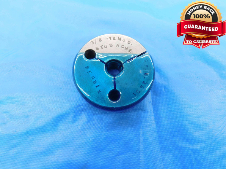 3/8 12 STUB ACME MODIFIED THREAD RING GAGE .375 .3750 GO ONLY P.D. = .3651 CHECK - DW24276RD