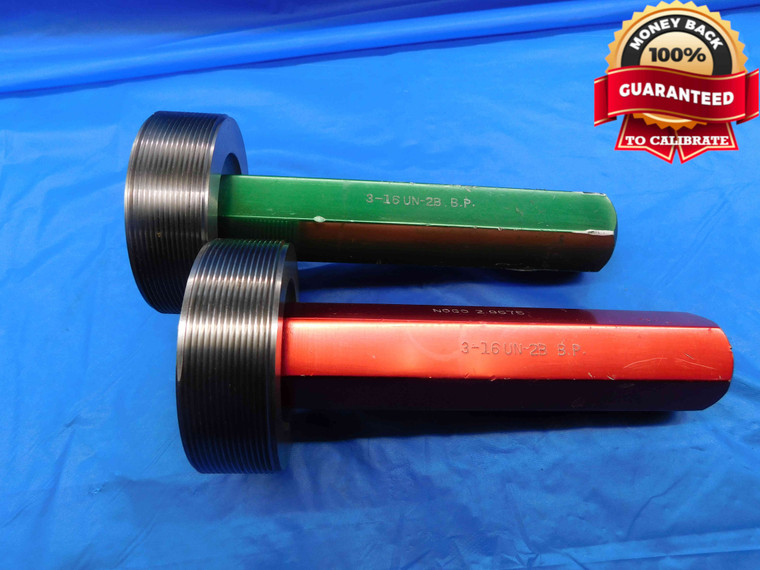 3" 16 UN 2B BEFORE PLATE THREAD PLUG GAGE 3.0 GO NO GO P.D.'S = 2.9614 & 2.9675 - DW24297RD
