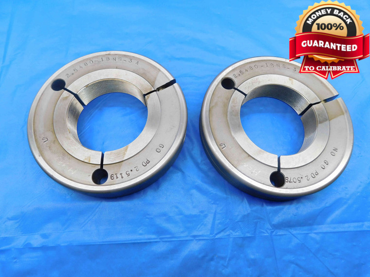 2.5480 18 NS 3A N13 LOCKNUT THREAD RING GAGES 2.548 GO NO GO = 2.5119 & 2.5079 - DW24292RD