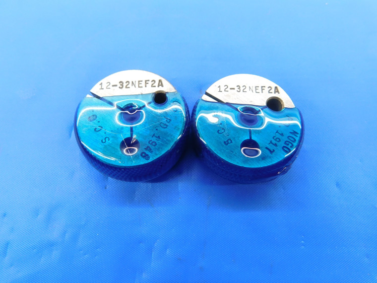 12 32 NEF 2A THREAD RING GAGES #12 .216 GO NO GO P.D.'S = .1948 & .1917 UNEF-2A - DW24371RD